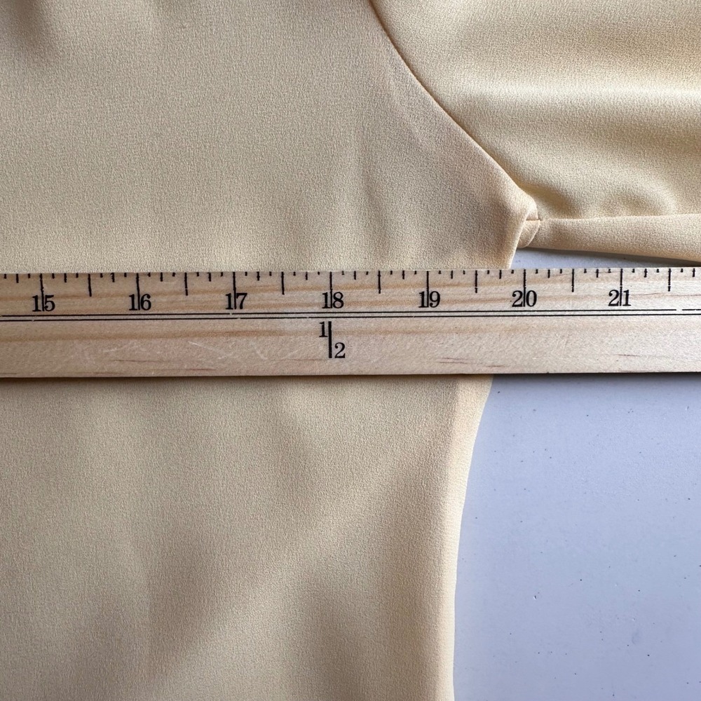 Christian Dior Vintage Yellow Chiffon Button Down Blouse Pleated Shoulder Size 6 - Picture 12 of 16